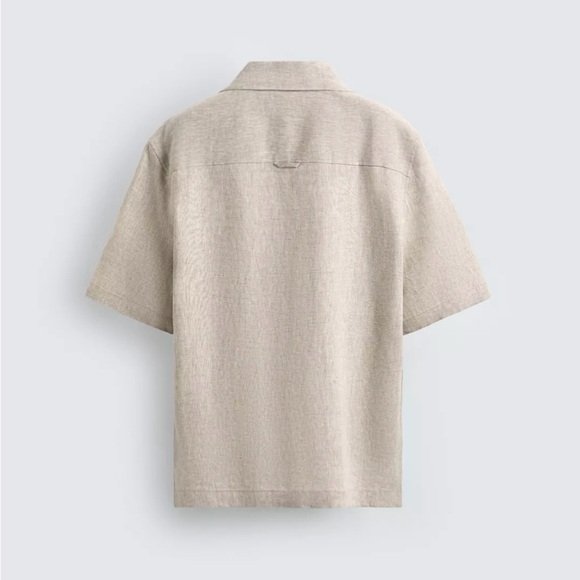 Zara Men’s 100% Linen Relaxed Fit Beige Shirt 🤎 - Picture 3 of 12